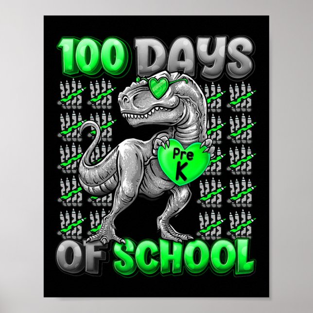 Póster 100 Días De Educación Preescolar 100 Días Niños Má (Frente)