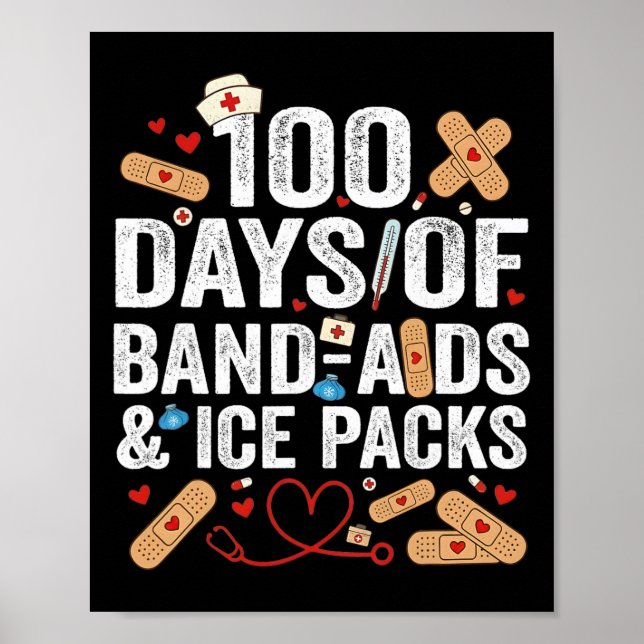 Póster 100 Días De Enfermera Escolar 100 Día Nd Sida Estu (Frente)