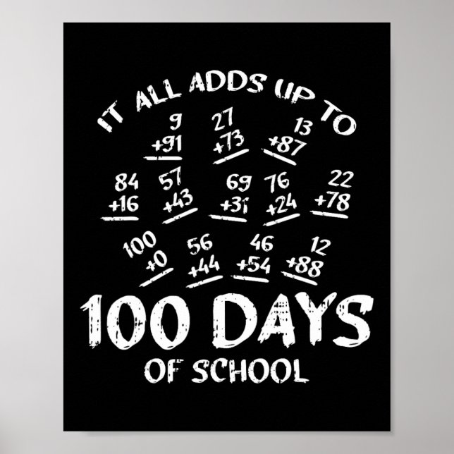 Póster 100 Días De Enseñanza De Matemáticas Escolares Gua (Frente)