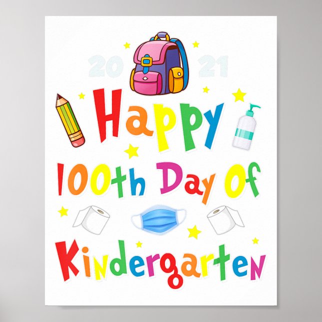 Póster 100 Días De Enseñanza De Niños Y Niñas (Frente)
