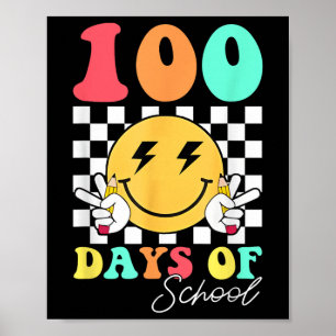Póster 100 Días De Enseñanza Escolar Niños Divertidos Enf