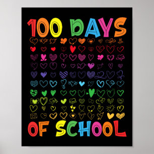 Póster 100 Días De Enseñanza Escolar Niños Estudiantes Ch