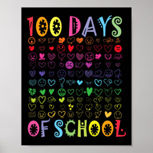 Póster 100 Días De Enseñanza Escolar Niños Estudiantes Ch