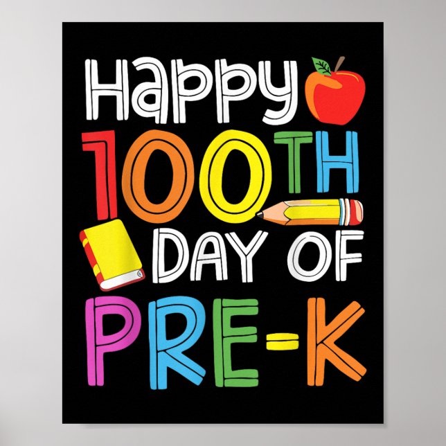 Póster 100 Días De Enseñanza Preescolar 100 Días De (Frente)