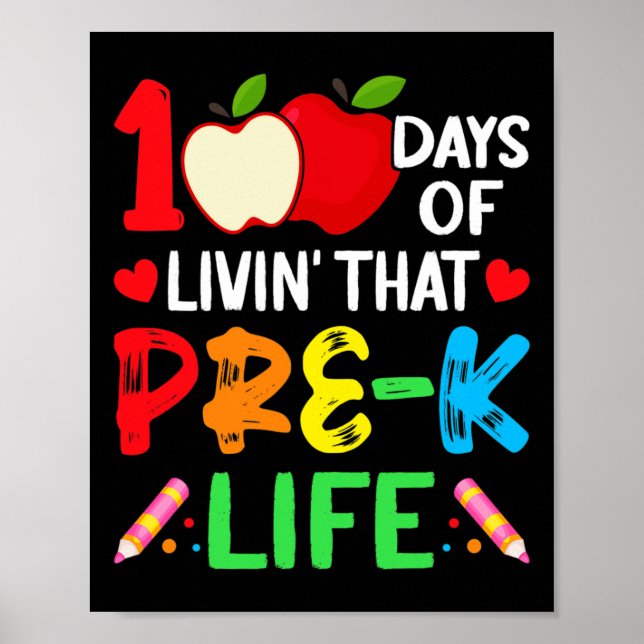 Póster 100 Días De Enseñanza Secundaria Preescolar (Frente)
