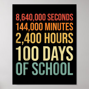 Póster 100 días de equipo de profesores escolares 80 Retr