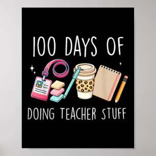 Póster 100 Días De Escolar Mujeres Docentes Gráfico 100