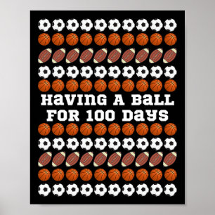 Póster 100 Días De Escolares De Baloncestistas