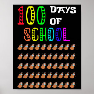 Póster 100 Días De Escolaridad Escolar Cara Máscara Virtu
