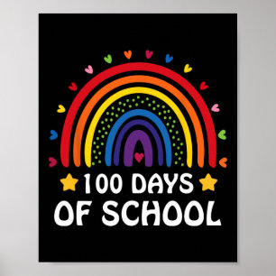 Póster 100 días de escuela 100 días leopardo arcoiris
