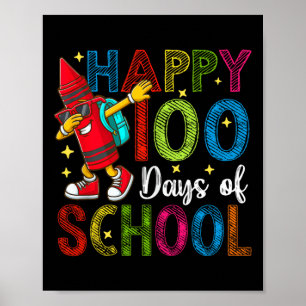 Póster 100 Días De Escuela Colorida Lápiz De Pescado