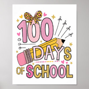 Póster 100 días de escuela Coquette Bow escuela 100 días