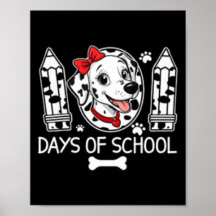 Póster 100 días de escuela Dalmatian Dog Boy Kid 100 días