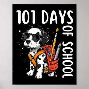 Póster 100 Días De Escuela Dalmatiana Camiseta De Perro P