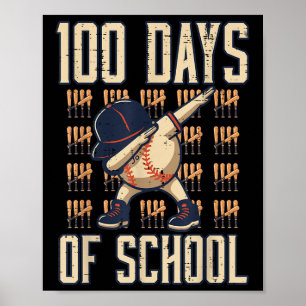 Póster 100 días de escuela de béisbol niños de 100 días