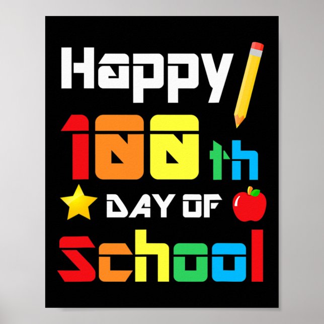 Póster 100 Días De Escuela De Diversión Escolar (Frente)