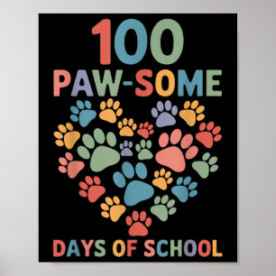 Póster 100 días de escuela de perros de 100 días