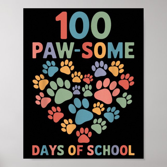 Póster 100 días de escuela de perros de 100 días (Frente)
