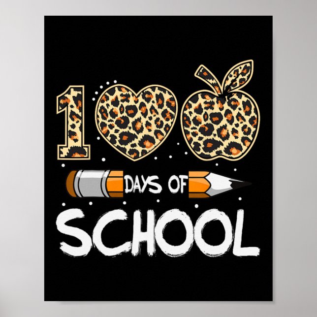 Póster 100 días de escuela de profesores de leopardo infa (Frente)