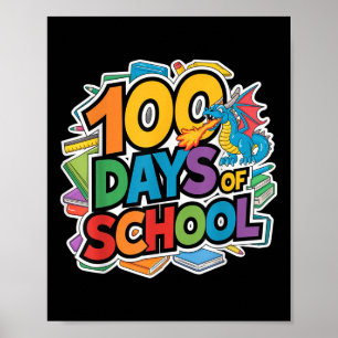 Póster 100 Días De Escuela Dragón Temática Niños Profesor