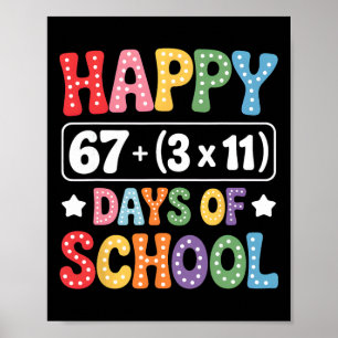 Póster 100 Días De Escuela Ecuación Matemática Groovy 67