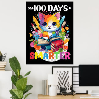 Póster 100 días de escuela educan niños Chicas gatos gati