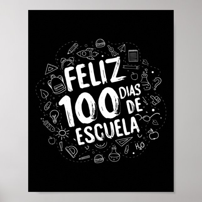 Póster 100 Días De Escuela Feliz Dias De Escuela Estudian (Frente)