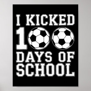 Póster 100 Días De Escuela Fútbol Chicos Niños 100º Día D