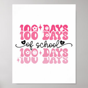 Póster 100 Días De Escuela Groovy 100º Día Profesora Chic