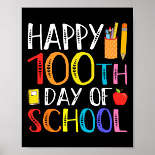 Póster 100 Días De Escuela Maestro Y Estudiante