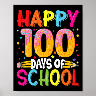 Póster 100 días de escuela maestros niños niño feliz 100
