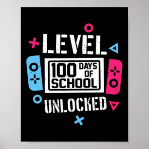 Póster 100 Días De Escuela Niños De Videojuegos Jugadores