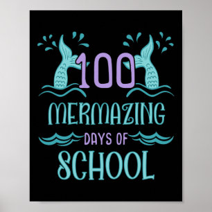 Póster 100 Días De Escuela Para Chicas Regalo De Sirena