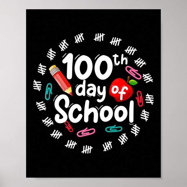 Póster 100 días de escuela para maestros niños Sma (Frente)