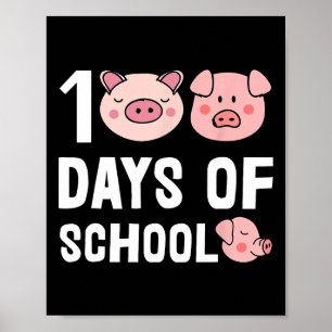 Póster 100 Días De Escuela Personalizado De Cerdo Maestro