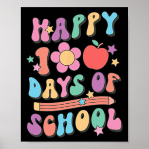 Póster 100 Días De Escuela Retro Groovy 100º Día De Coleg