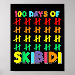 Póster 100 días de escuela Skibidi feliz 100 días de vida