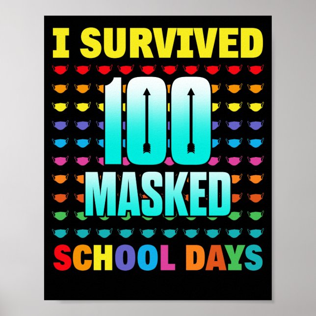 Póster 100 Días De Escuela Sobreviví A 100 Días De Enmasc (Frente)