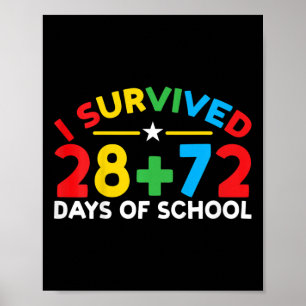 Póster 100 Días De Escuela Sobrevivió A 28 + 72 Días De S