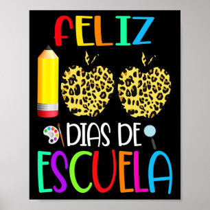 Póster 100 Dias De Escuela Tee Español 100 Días