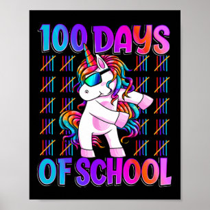 Póster 100 días de escuela Unicorn 100 días más inteligen