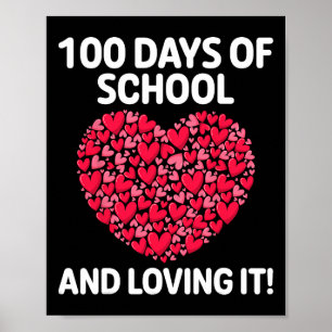 Póster 100 Días De Escuela Y Amo A Los Niños Maestros