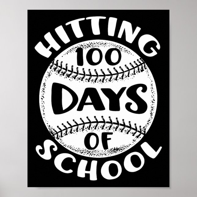 Póster 100 Días De Estudiante De Béisbol Jugador Escolar (Frente)
