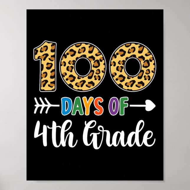 Póster 100 días de estudiante de cuarto grado 100º día sc (Frente)