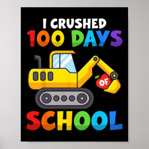 Póster 100 Días De Excavador Escolar Tema Para Niños Que 