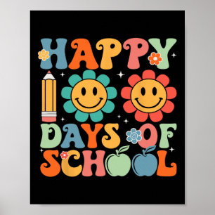 Póster 100 Días De Flores Sonrientes Escolares