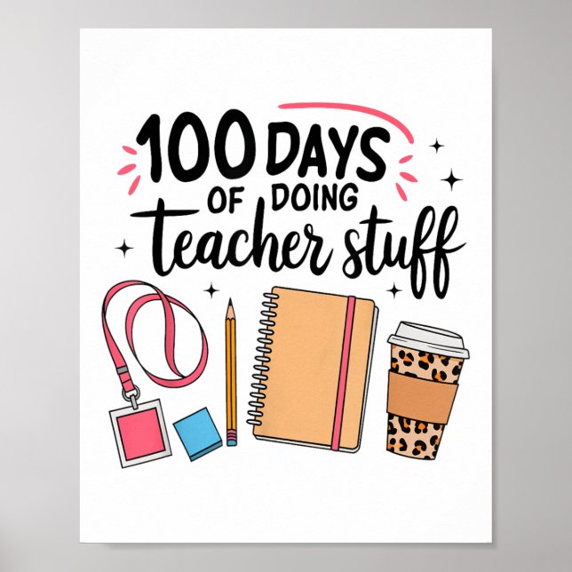 Póster 100 días de hacer cosas para profesores Felices 10 (Frente)