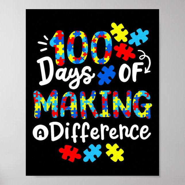 Póster 100 Días De Hacer La Diferencia Con El Autismo De  (Frente)
