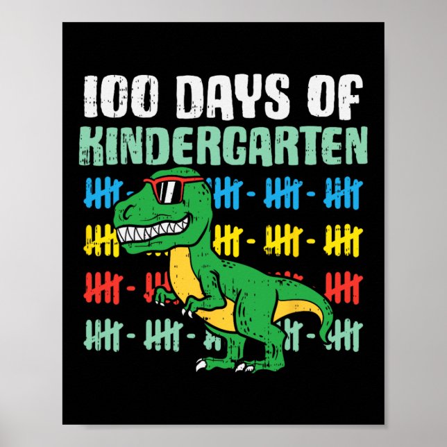 Póster 100 días de jardín de infantes Trex Dinosaur 100 d (Frente)