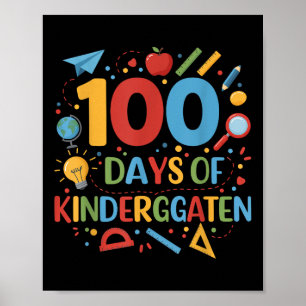 Póster 100 Días De La Escuela De Jardín 100 Días De